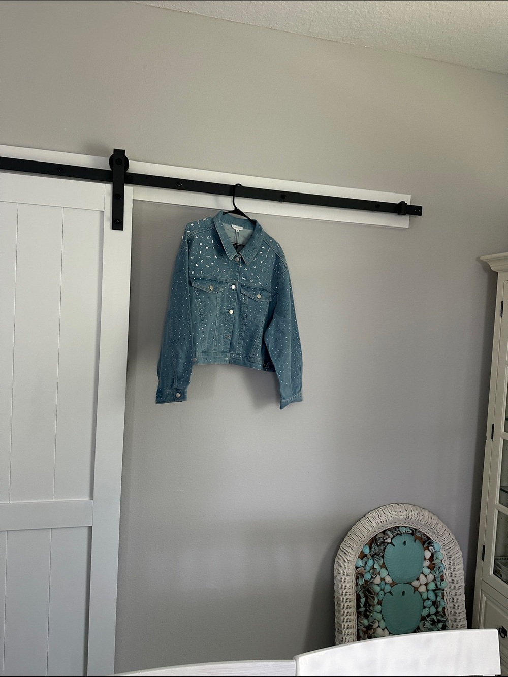 Gianni Bini Blue Denim Jean Jacket with Stud Details